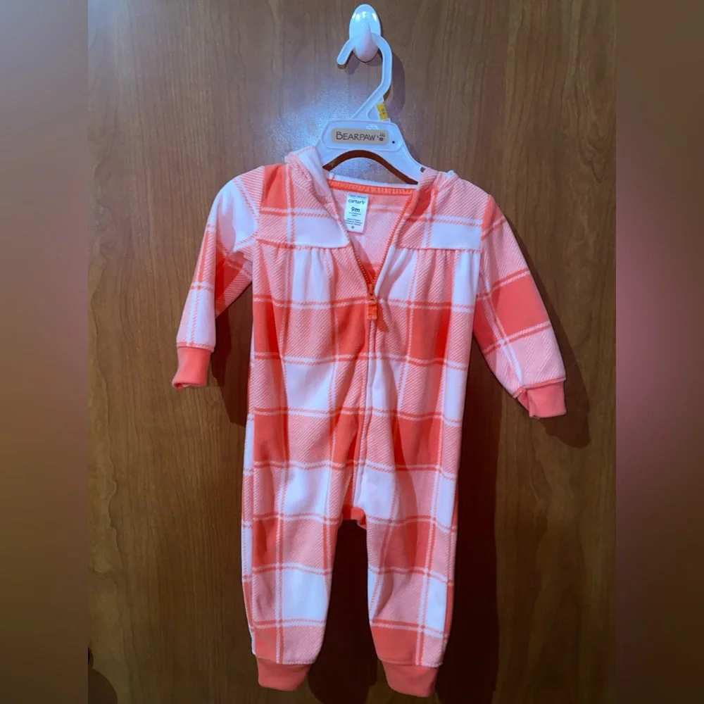 Carter's Vibrant Orange Plaid Baby Onesie
